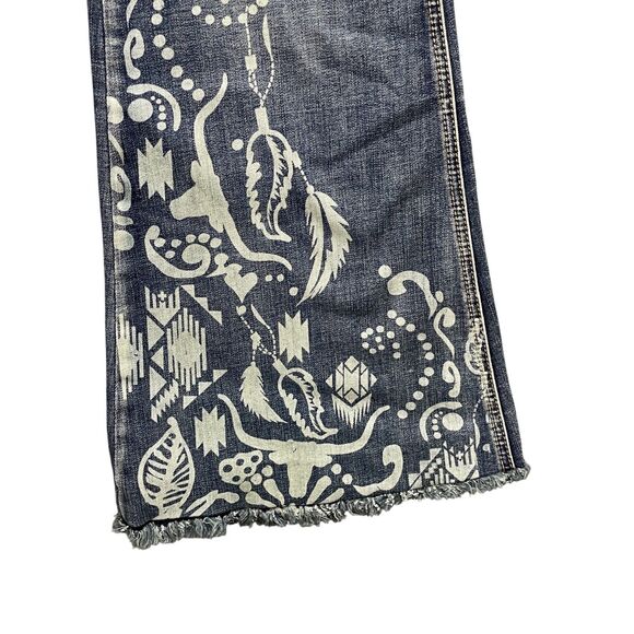 Grace Jeans 31 Easy Fit NEW Wide Decorated Leg Cotton Blend Raw Leg - Picture 10 of 12